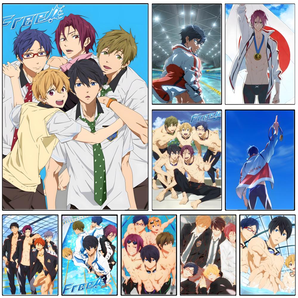 Aqua Sports Club - スポーツアニメ F-Free Iwatobi Swim C-Club ポスター自己粘着アート防水紙ステッカーコーヒーハウスバールーム壁装飾